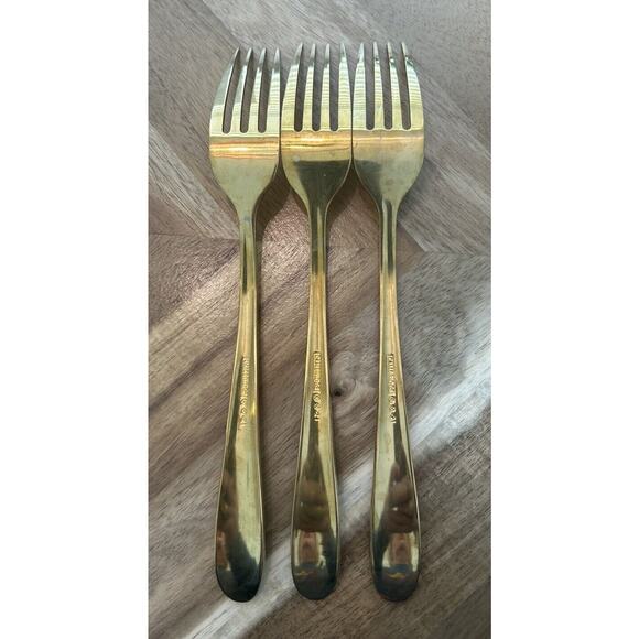 Cambridge Gold #21 3 Knives 3 Dinner 3 Salad‎ Forks 4 Dinner 1 Dessert Spoon Set - Picture 10 of 12